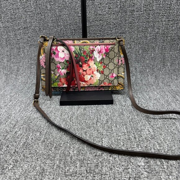 GUCCI GG Supreme Double Zip W/P Brown Canvas Shoulder Bag 499-061725